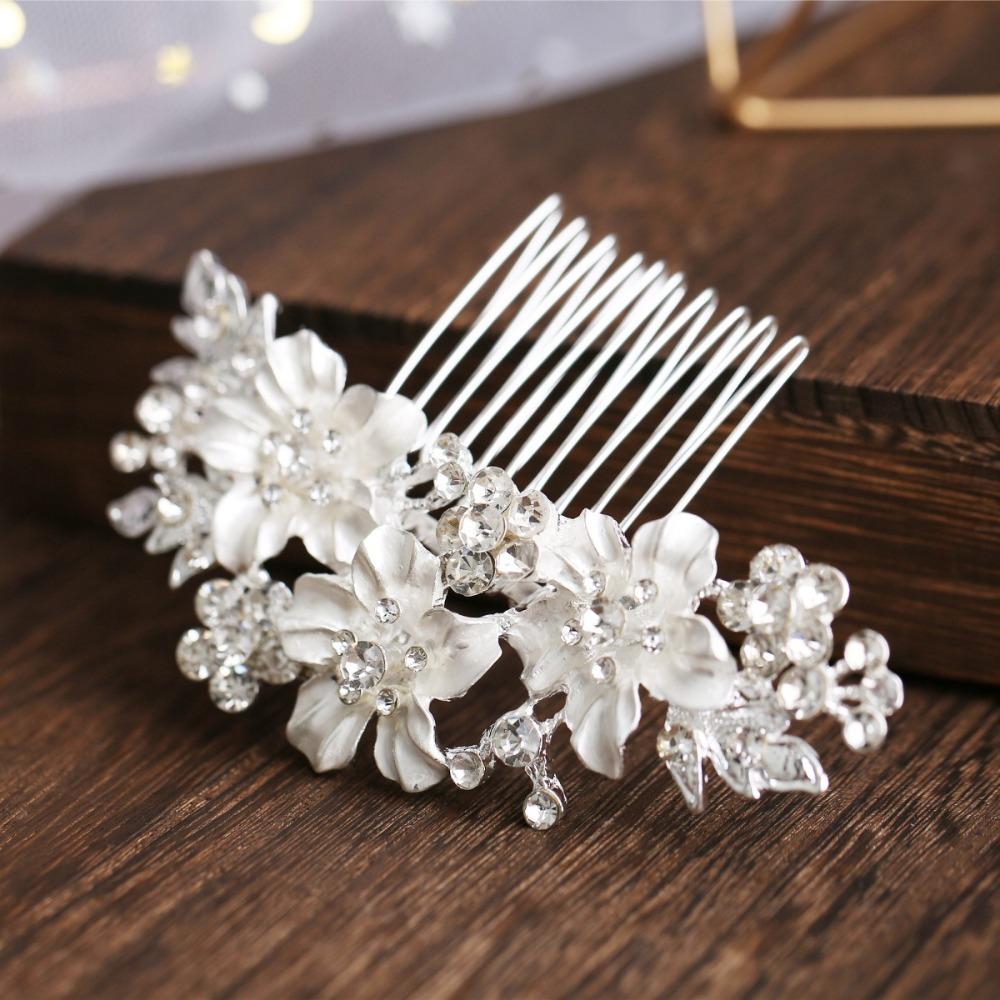 Gold Silver Color Rhinestone Hairpin Headdress Flower Hairclip Fashion Bridal Hair Comb  Brides