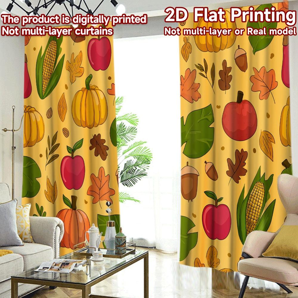 2D FLAT PRINTING 2pcs Curta (easter Decor) Autumn Harvest Scene Fashionable Popular Curta Durable Polyester Curta