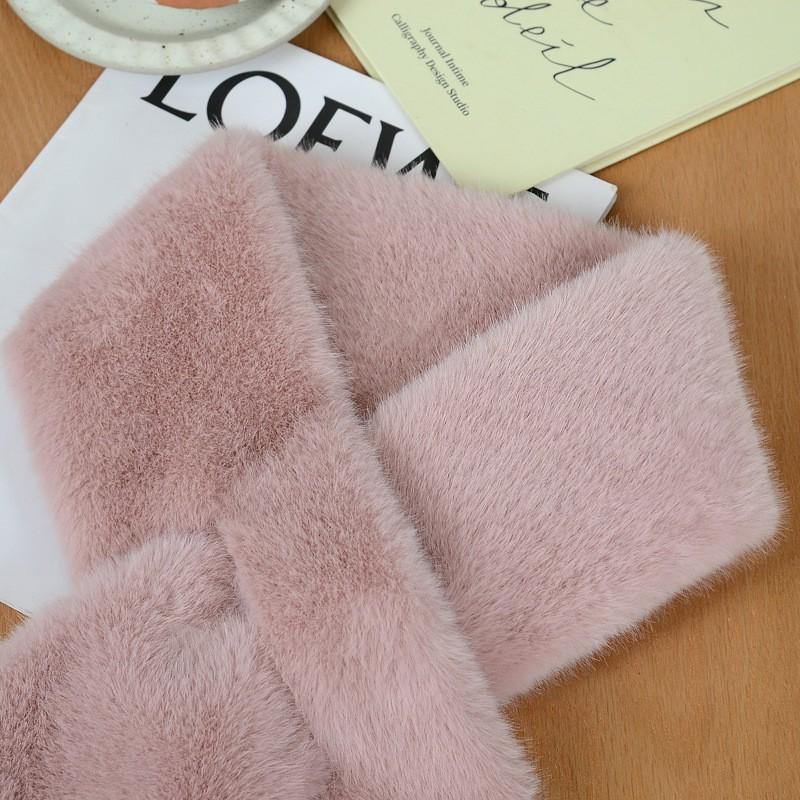 Damen Schal aus Kunstmink-Fleece, Winter, Dick, Warm, Wickeltuch, Überkreuzt, Stylischer Nackenschutz, Unifarben