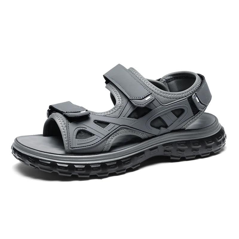 Fashion Sandals for Men Brand Summer Genuine Leather Men Slippers Gladiator Men Beach Sandals Soft Comfortable Outdoors Wading Shoes