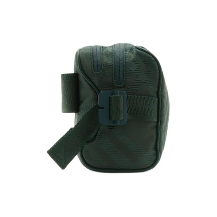 Burberry Dark Green Check Nylon Crossbody Bag With Adjustable Strap For Daily Use