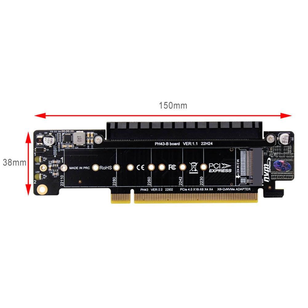 PCIe X16 To X8+X4+X4 Split Expansion Adapter Card PCIE4.0 M.2 NVMEx2 Input Ports Support 2280/2260/2242/2230 SSD