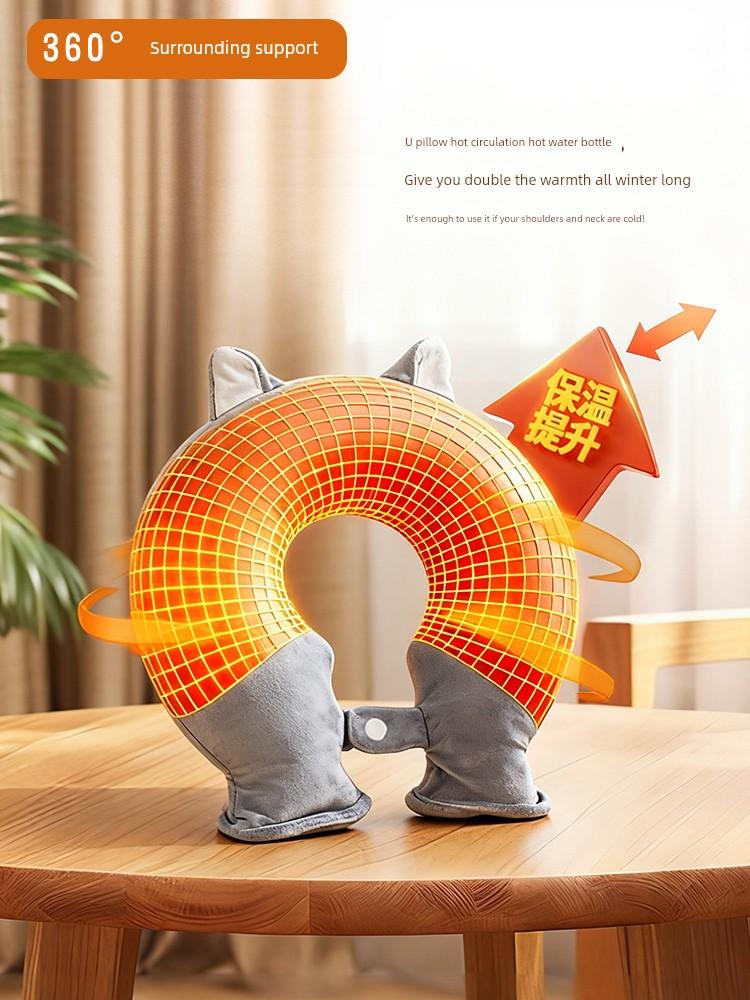 Neck and Shoulder Hot Water Bag, Water-Filled Warm Water Bag, Cervical Spine Heating Pad, Special Shoulder and Neck Protector, U-Shaped Neck Hanging