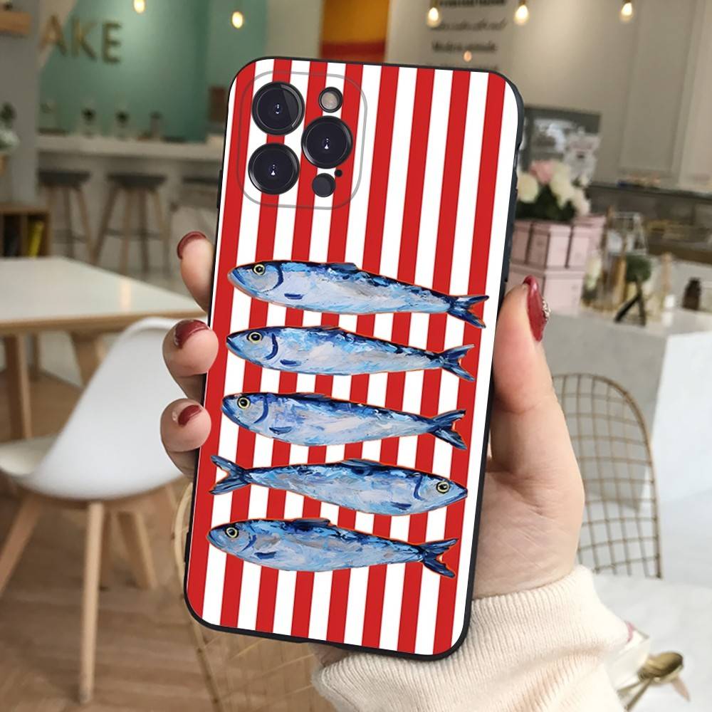 

Sardines Silicone Phone Case For IPhone 11 12 13 14 15 16 17 Pro Max Black Cover iPhone 12 pro