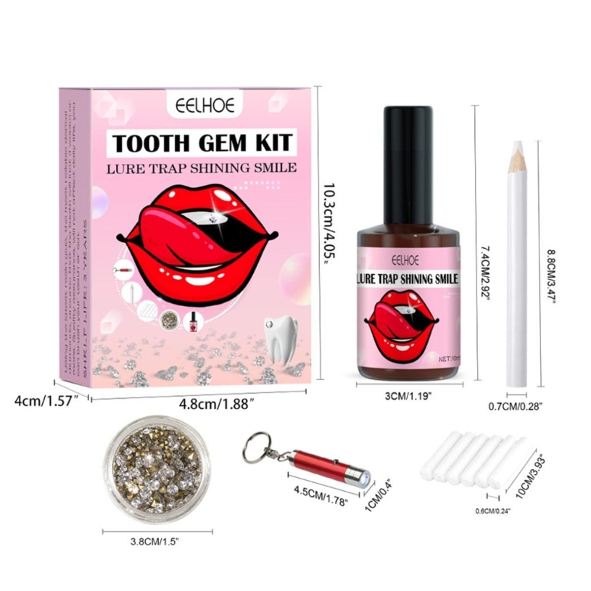

Tooth Jewelry Kit DIY Teeth Gems Kit With Glues And Light Firm Reliable Clear Precious Stone Crystal Tooth Ornaments Jewellery