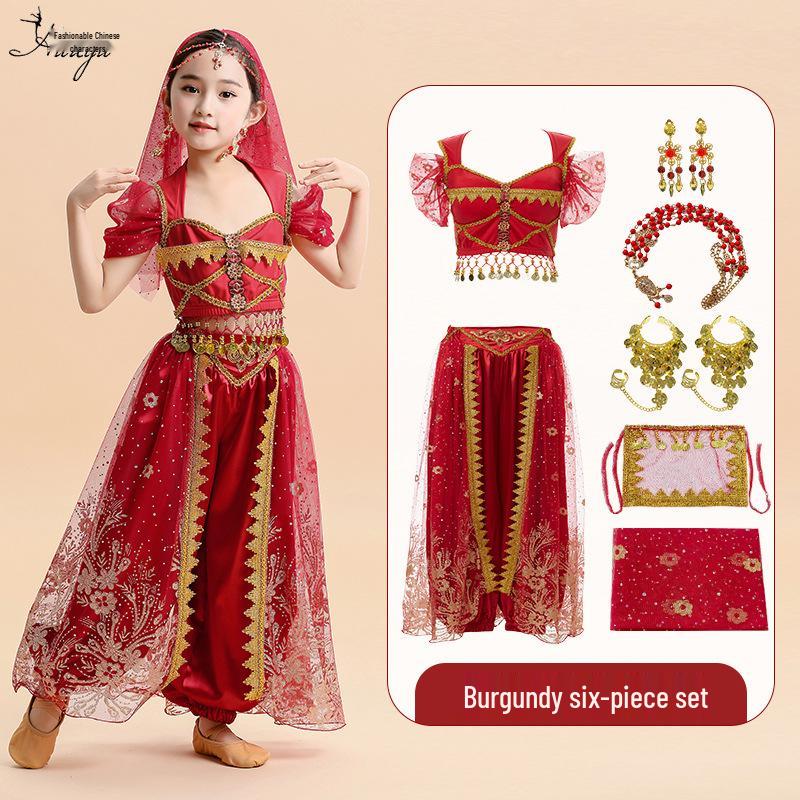 Halloween Jasmine Princess Gown & Aladdin's Magic Lamp Costume Set for Girls