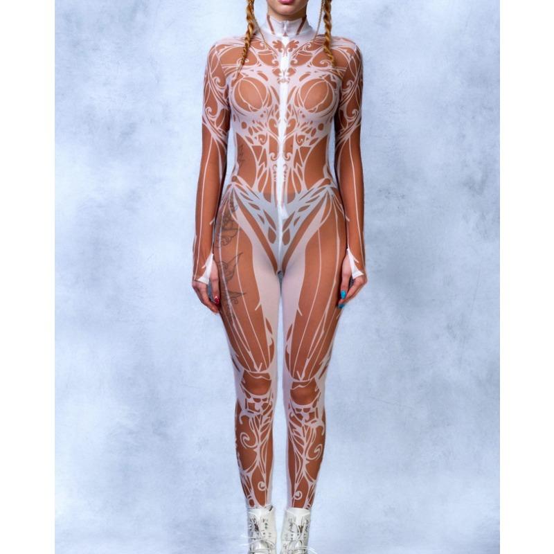 Unisex Cyber Punk 3D Digital Printing Halloween Party Role Play Outfit Women Men Cosplay Costume Carnival Jumpsuit