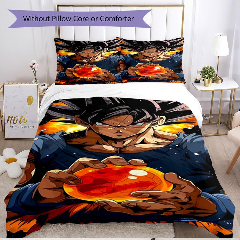 3pcs Duvet Cover Set (1*Duvet Cover + 2*Pillowcase, Without Core), Dragon Ball Print Soft All‑Season Bedding Set, Home Bedroom Decor Gift