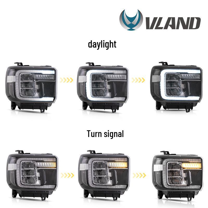 Vland LED Sequential Turn Signal Headlight Assembly for GMC Sierra 1500 (2014-2018).