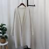 Autumn and Winter New Medium and Long Knitted Cardigan Women's Solid Color Loose Lazy Style Versatile Sweater Jacket