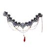 Baroque Vintage Black Crystal Rhinestone Mask Feather Tassel Hairbands For Women Butterfly Party Mask