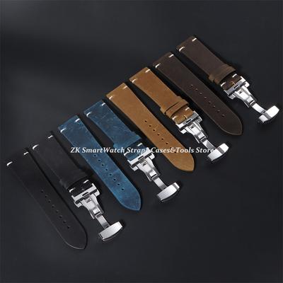 Calfskin Leather Watch Band for Omega for Seiko Bracelet 18mm 20mm 21mm 22mm 24mm Strap Dark Brown Stitching for Rolex Wristband