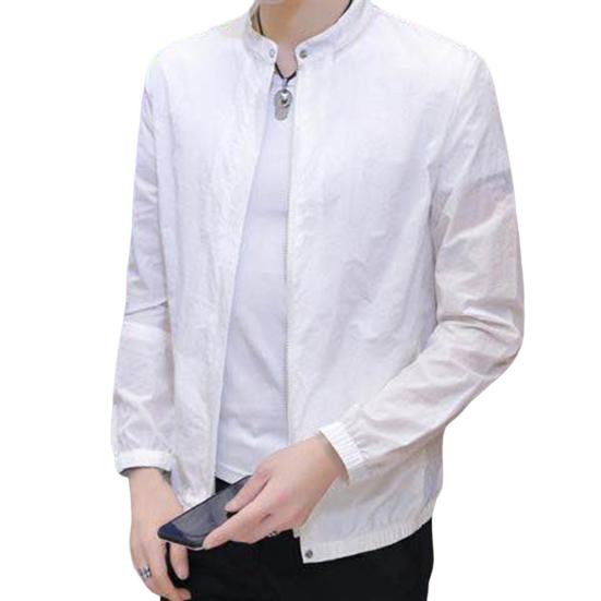 Letní bunda stojáček rychleschnoucí jednobarevná pánský kabát outdoorová volná cyklistická bunda ochrana proti slunci ležérní nošení