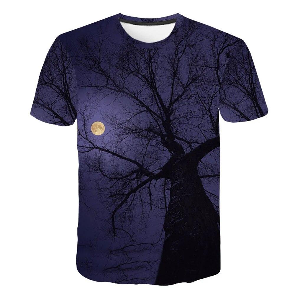 

Летняя футболка с пейзажным узором, мужская модная верхняя одежда с природными пейзажами, красивая повседневная модная одежда с 3D принтом S