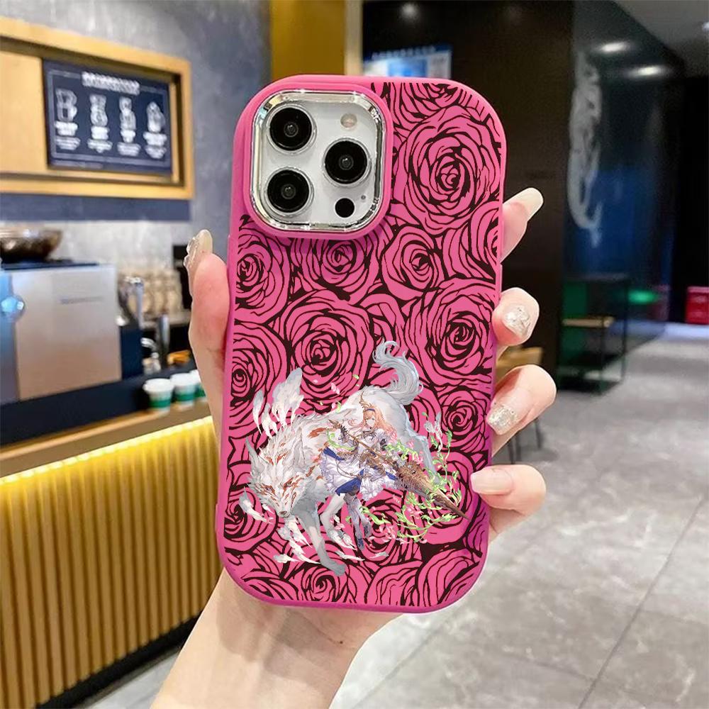 Phone Case: 2D Flat Design Suitable for iPhone 18 17 16 15 14 13 Pro Protective Case, Couple Style, Wolf and Girl, Christmas and Halloween Gift
