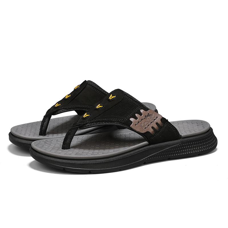 Модные мужские шлепанцы из натуральной кожи — фото 5