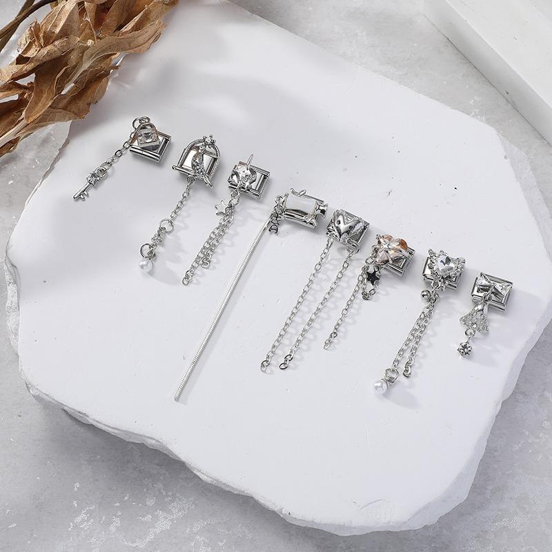 Love Heart Lock Bright Zircon Long Pendant Italian Charm Links Fit 9mm Stainless Steel Bracelet DIY Making Gifts