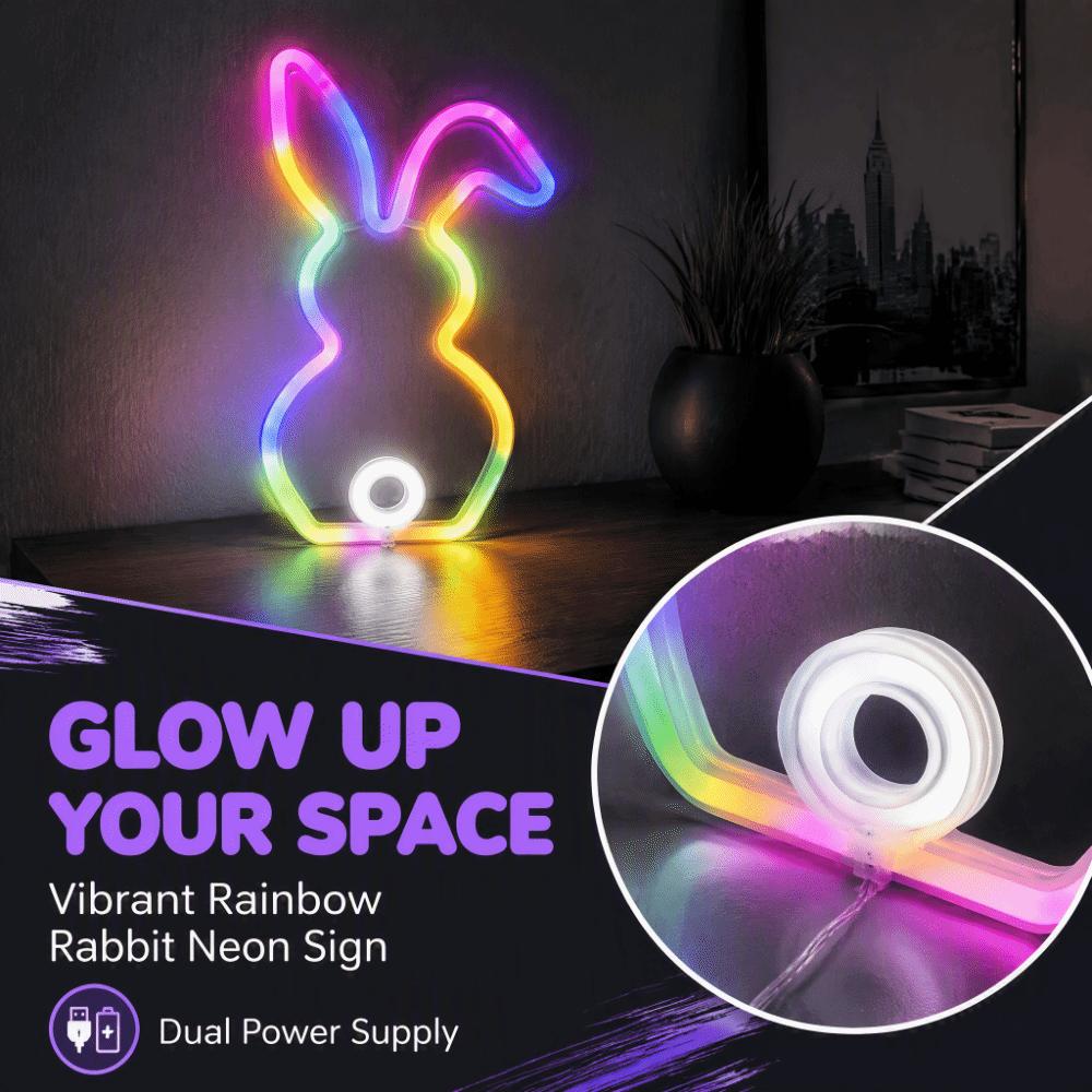 USB Battery Powered Bunny Neon Light Plastic LED Bunny Night Light Easter Bunny Sign  For Business