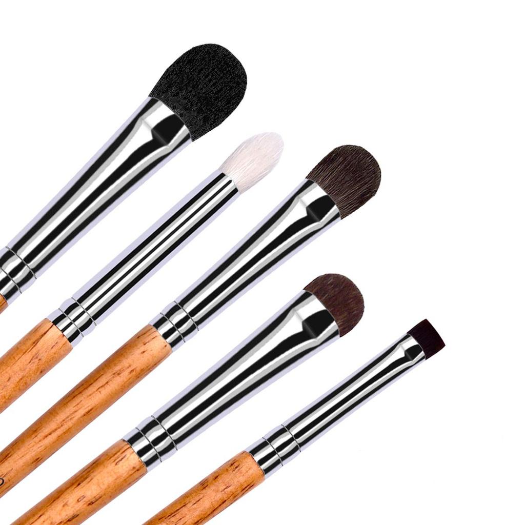 SIXPLUS Oval Nylon and Premium Animal Hair Eye Makeup Brush Set of Includes Makeup Gift Brushes, 5, Pouch,