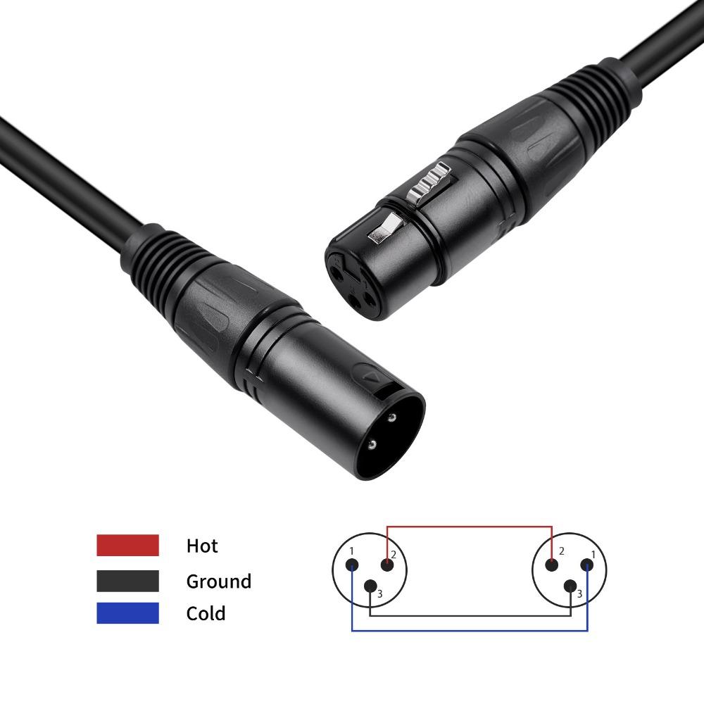Dual Shielded XLR Male to Female Audio Cable, All Metal Gold Plated Connectors Balanced XLR Mic Cord for Microphone, Mixer, Speaker, Audio Recorder