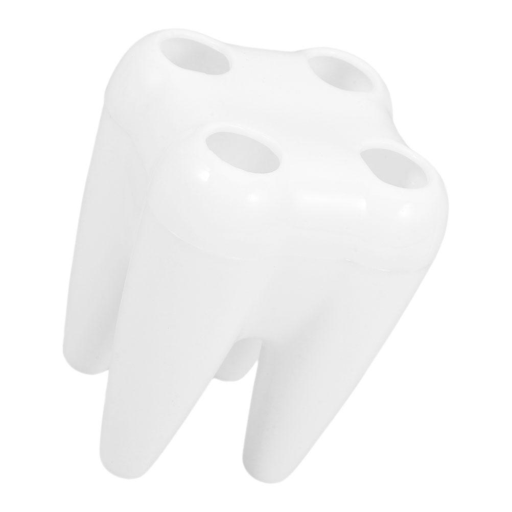 

Держатель для зубных щеток Аксессуары для ванной комнаты Органайзер для чашек Декор для туалета Дизайн в форме зуба Многоотверстий Вентиляция Прочный