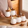 Ceramic Spice Jar Set Three-piece Solid Seasoning Storage Container Seasoning Jars & Bottles