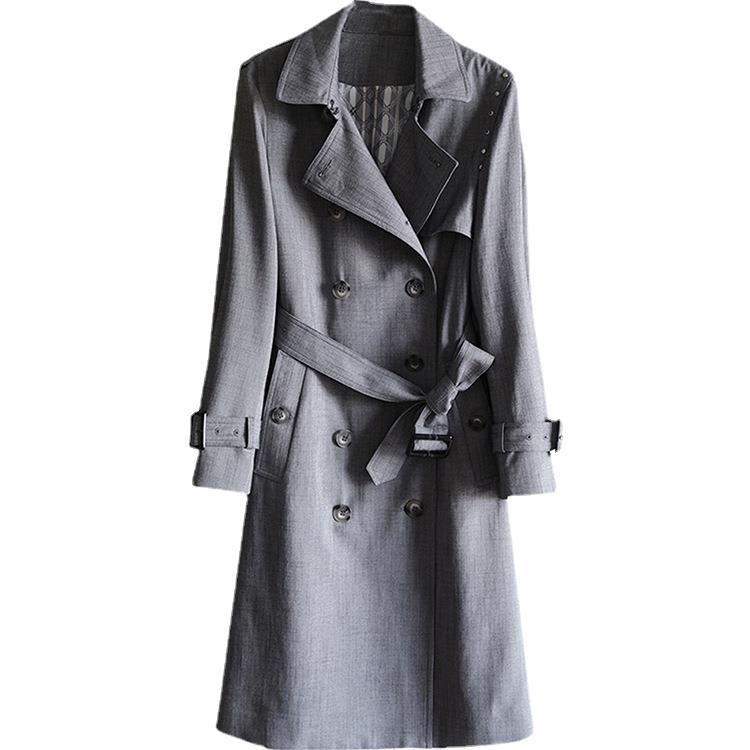 High-quality gray trench coat women's new spring clothing medium and long early spring thin jacket trendy women's clothing