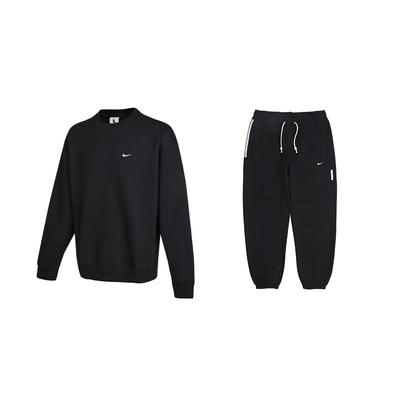 American Street Style Solid Color Logo Print Versatile Long Sleeve Hoodie With Drawstring Cuffed Pants Casual Sports Suit DX1362-010+CK6366-010