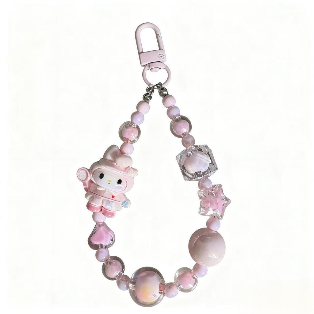Sanrio Cartoon Phone Lanyard Keychain - Handmade Beaded Charm