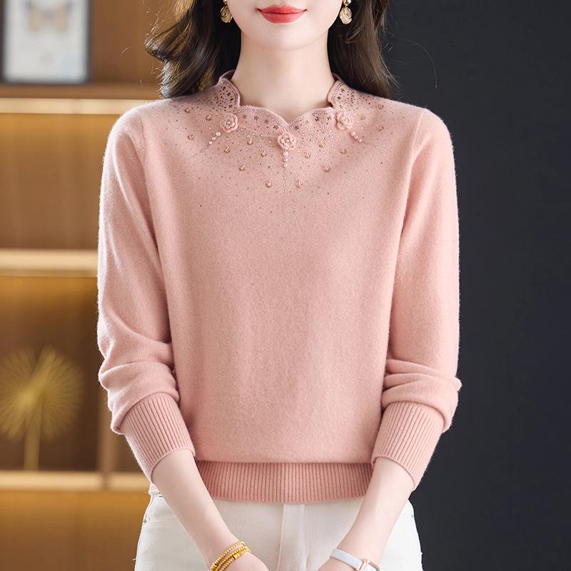 Year of the Rat Women's Thick Cashmere Sweater - Half-High Collar, Chinese Style, Plus Size, Red Winter Base Layer.