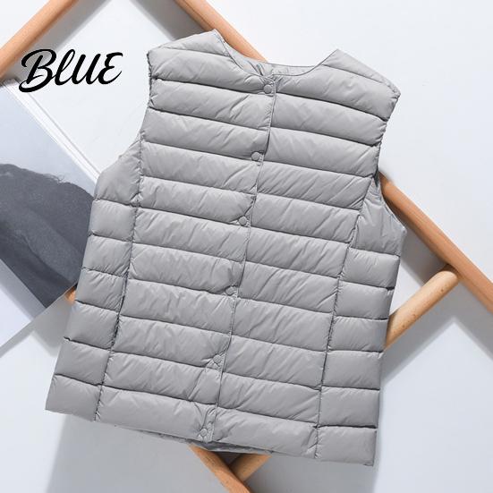 White Goose Down Coat Single-breasted Women Jacket Fall Winter Insulated Vest Sleeveless Padded Round Lightweight