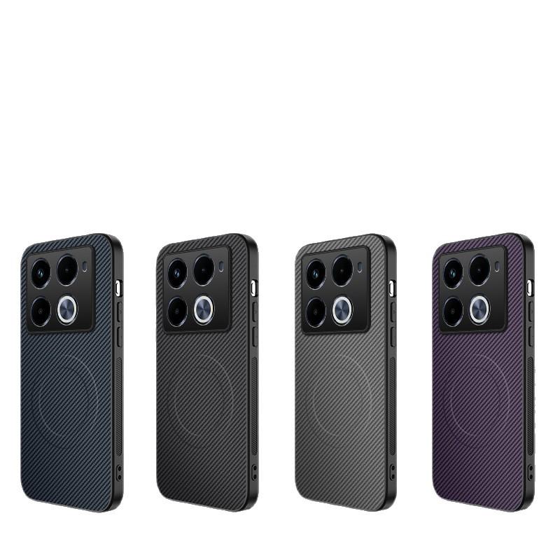 Infinix Note 40 Pro Carbon Fiber Leather Lens Cover with Magnetic Ring
