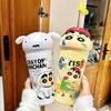 Crayon Small New Water Cup New Thermos Flask Cup Female Fashionable Top Students Go To School Special Straw Mug Birthday Gift