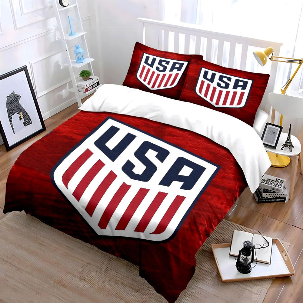 USA Flag Shield Bedding Set Bedding Duvet Cover Set Duvet Cover Pillowcases (1 * Duvet Cover 2 * Pillowcases, Without Duvet Insert)