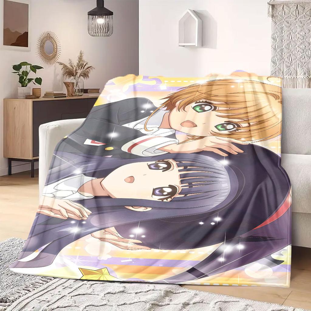 Cardcaptor Sakura Prime Cartoon Flannel Blanket, Printed Decorative Throw for Sofa, Cozy Bedroom Bedding, Travel Accessory_LIAN