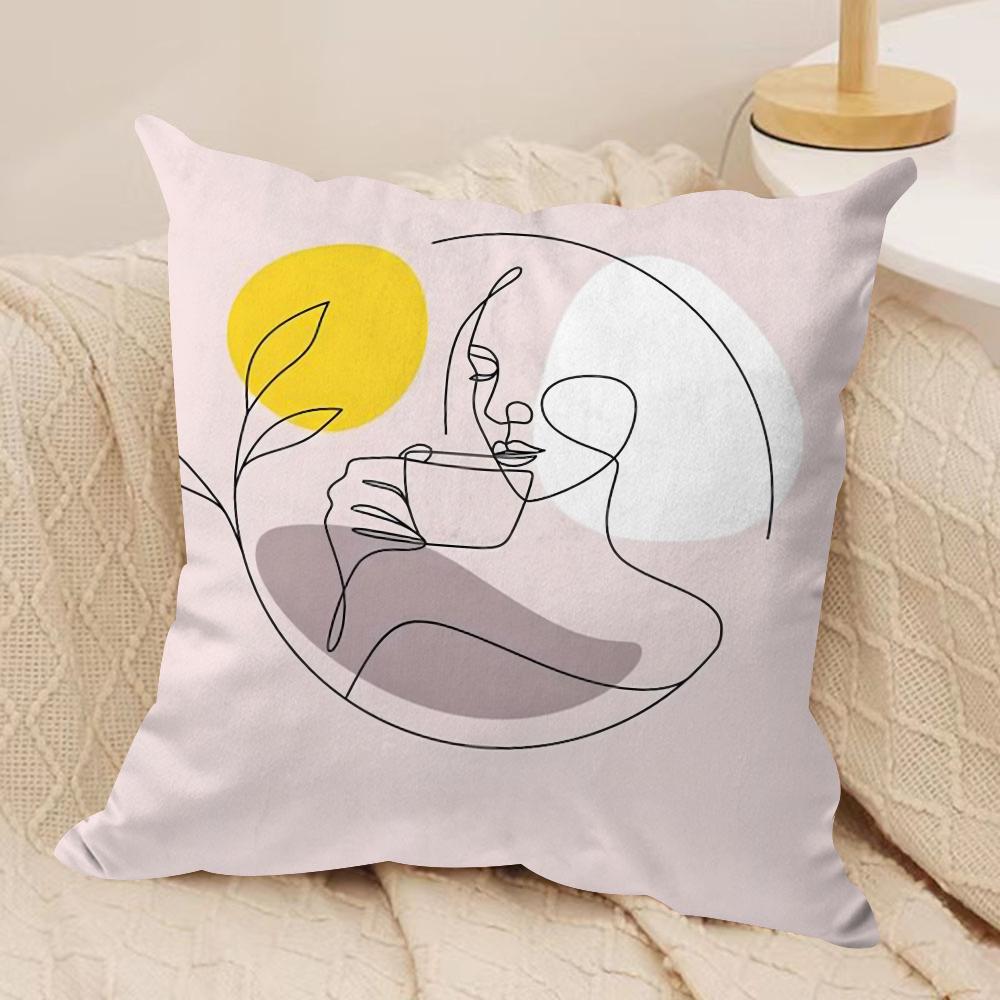 Abstract Face Collection Print Cushion Cover Soft Plush DoubleSided Printed Sofa Pillow Cushion Cover  AllSeason Decor Gift