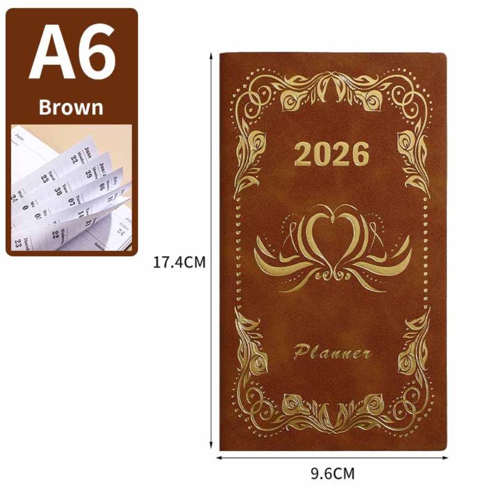 12 Months A6 Agenda Planning Notebook Pu Leather Office Work Planner To-do List Notebook Business