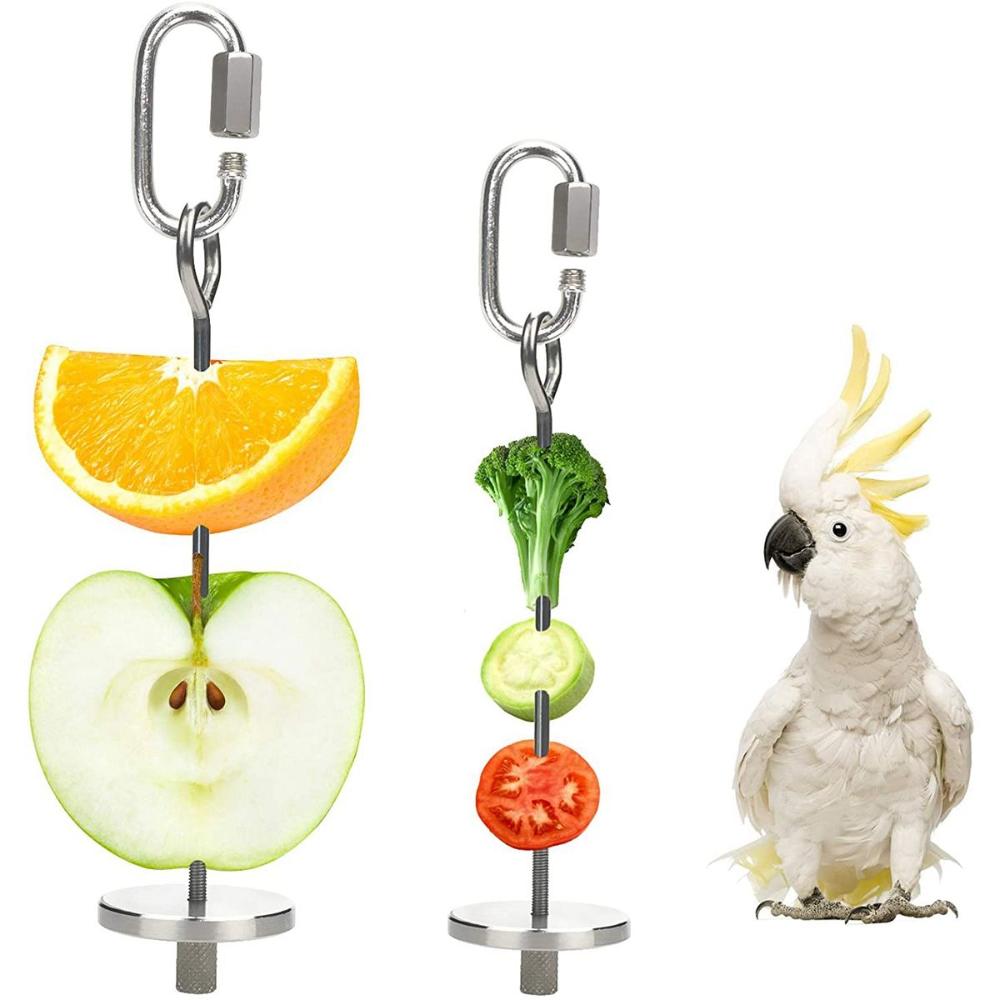 

Steel Cage Accessories Foraging Toy Fruit Stick Parrot Feeder Bird Food Holder Vegetable Skewer L
