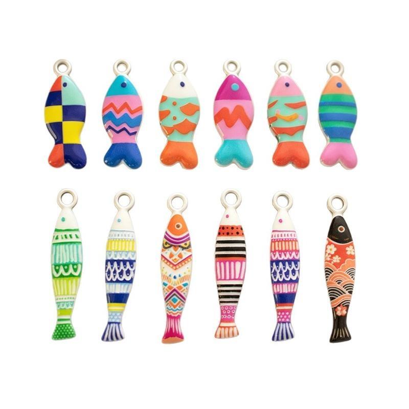 5Pcs Enamel Fish Charms Pendants Stainless Steel Ocean Animal Charm For Diy Necklace Earrings Bracelets Crafts Jewelry Making