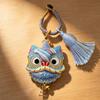 Chinese Lion Brocade Zinc Alloy Pendant Keychain with Handmade Tassel and Small Doll Ornament