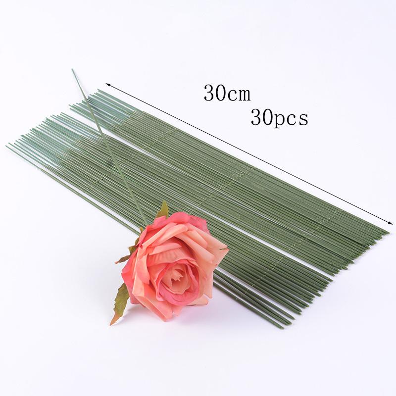 Green Artificial Flower Sighting Rod Vase Decor Stem Iron Wire Plant Wall For DIY Mother's Day Craft Supplies Rose Stick Pole