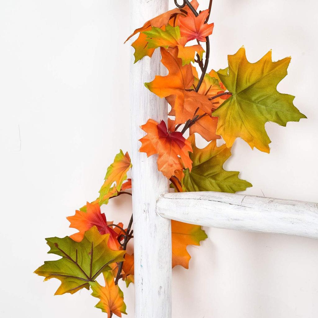 Lvydec 2 Pack Maple Leaves Fall Garland - 6.5ft/Strand Artificial Fall Foliage Garland Colorful Autumn Decoration for Home Wedding Party Thanksgiving