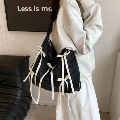 Women's Monochromatic Zipper PU Bag Crossbody Bag Shoulder Bag Soft Simple Fashionable High Beauty New