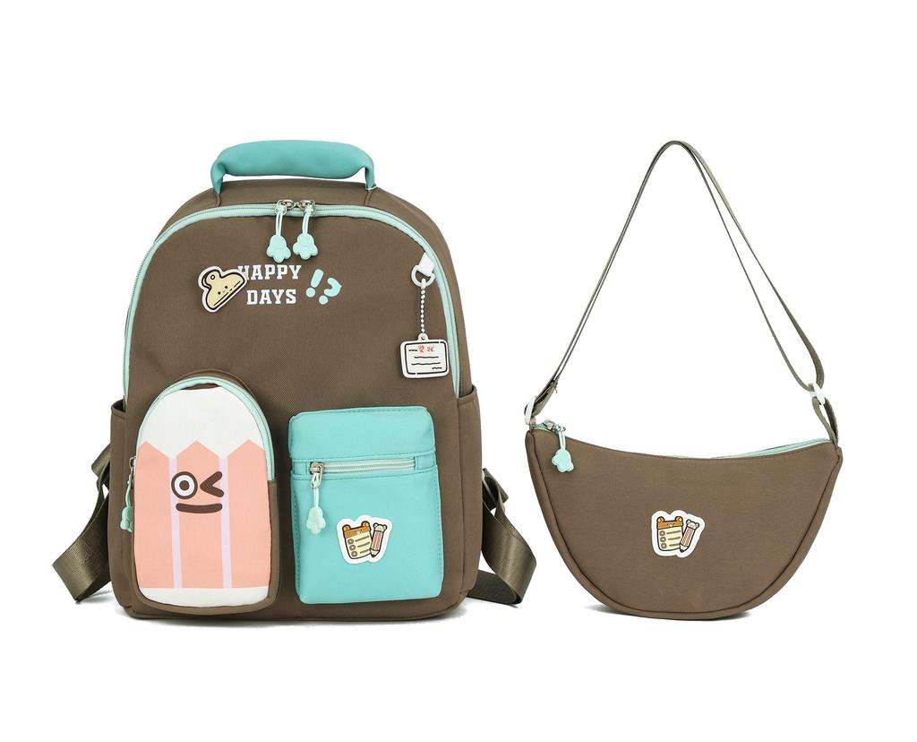 Schoolbag kindergarten schoolbag cartoon color matching middle and large class baby schoolbag preschool children backpack children's schoolbag