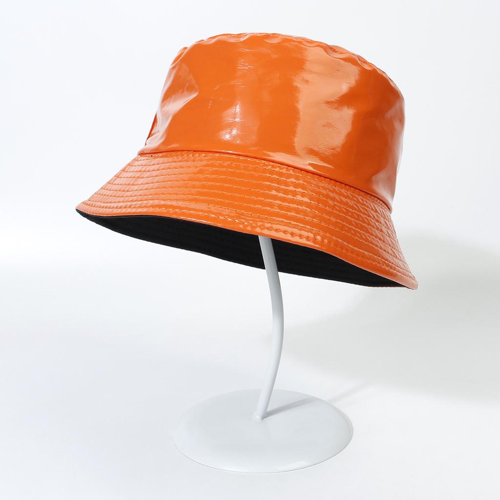 Faux Leather Reversible Bucket Hat Fashion Waterproof Fisherman Hats For Men Women Gold Silver Black Fishing Cap Sun Hat