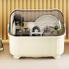 Dustproof Dish Drainer Rack with Pull Out Tray Tableware Drying Organizer Bowl Plate Cup Holder for Kitchen Countertop Storage