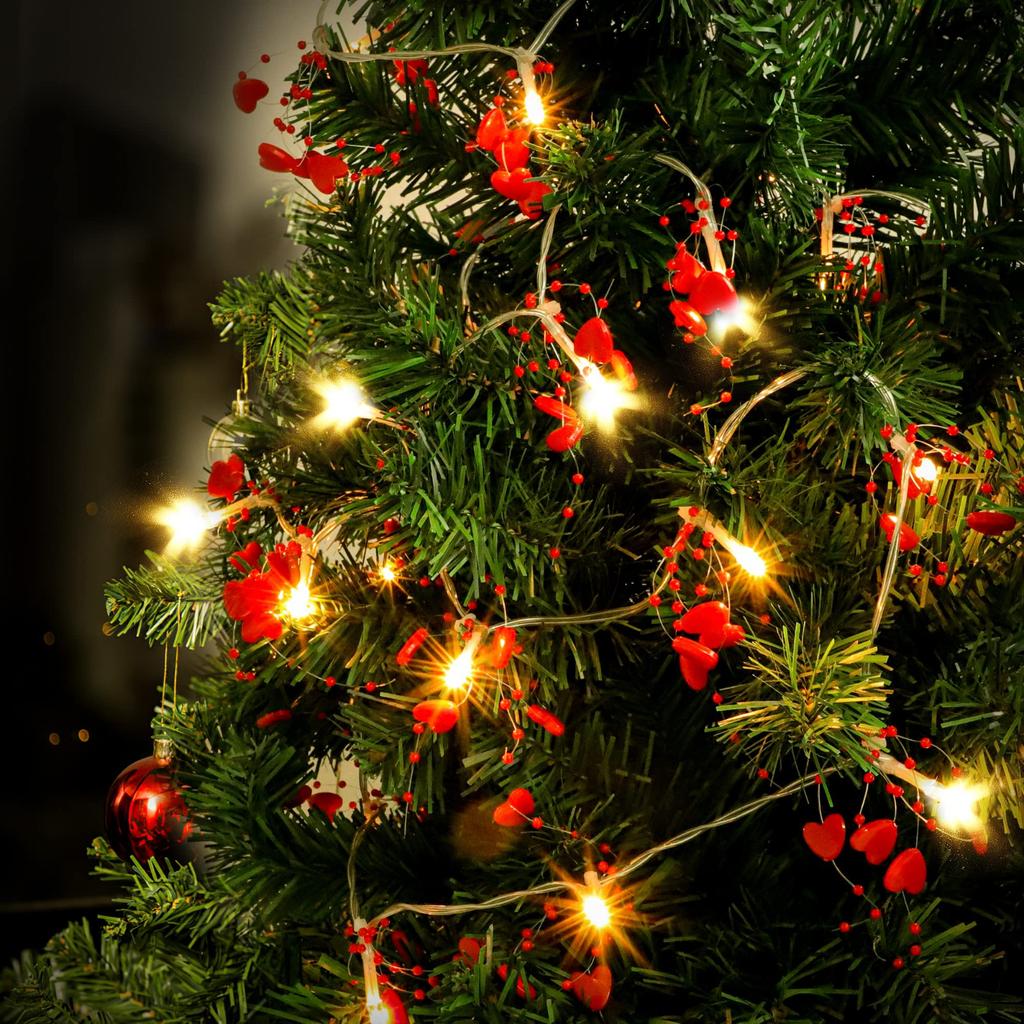 Guirlande Lumineuse LED en Forme de Cœur Rouge Ornement Décoration Pour la Maison Nouvel An Fête de Mariage Accessoire Fête Cadeau de la Saint-Valentin
