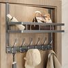[Door Organizer Rack] Heavy-Duty Metal Over-the-Door Organizer Rack - Space-Saving Door Storage Shelf, Easy Installation, Hooks for Hanging Bags, Hats