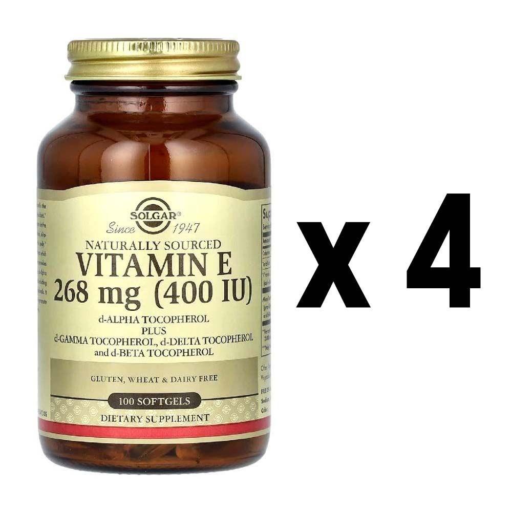 Solgar Natural Ingredient Vitamin E 268mg 400IU Softgels 100 Tablets 4 pcs
