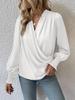 Elegant Women's V-Neck Lantern Sleeve Solid Color Shirt